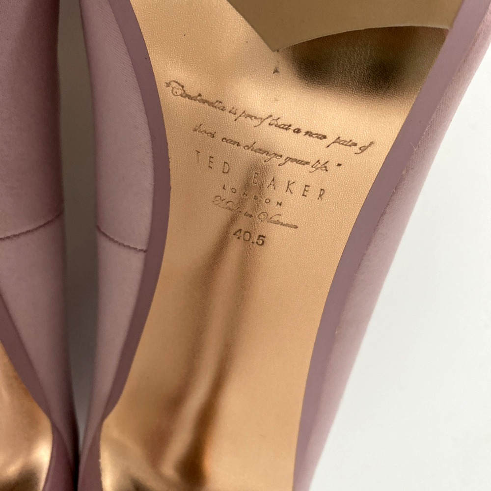 Ted Baker Skalett Pump Pink Pointed Toe Slim Heel Satin Bow Blush Light 40.5 - Picture 12 of 12
